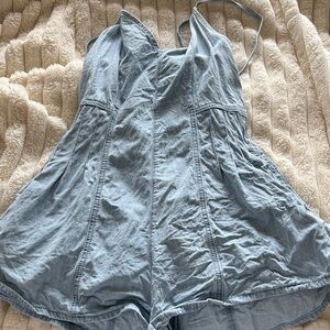 Light Blue Denim Halter Romper